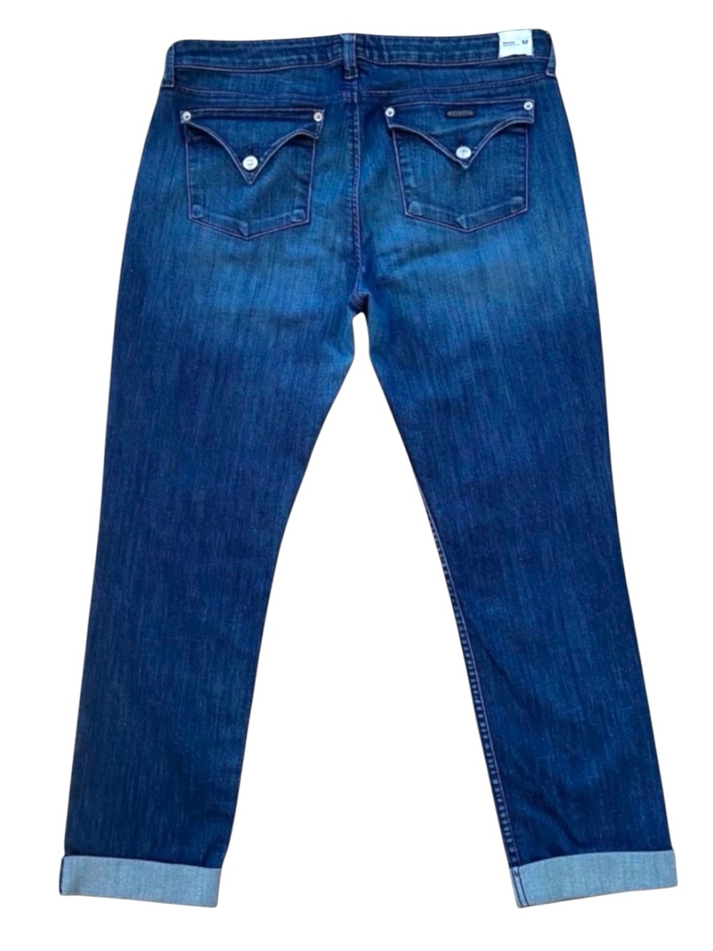 Hudson Bacara Jeans Size 32 Straight Leg Crop Cuff Blue Stretch Denim mid